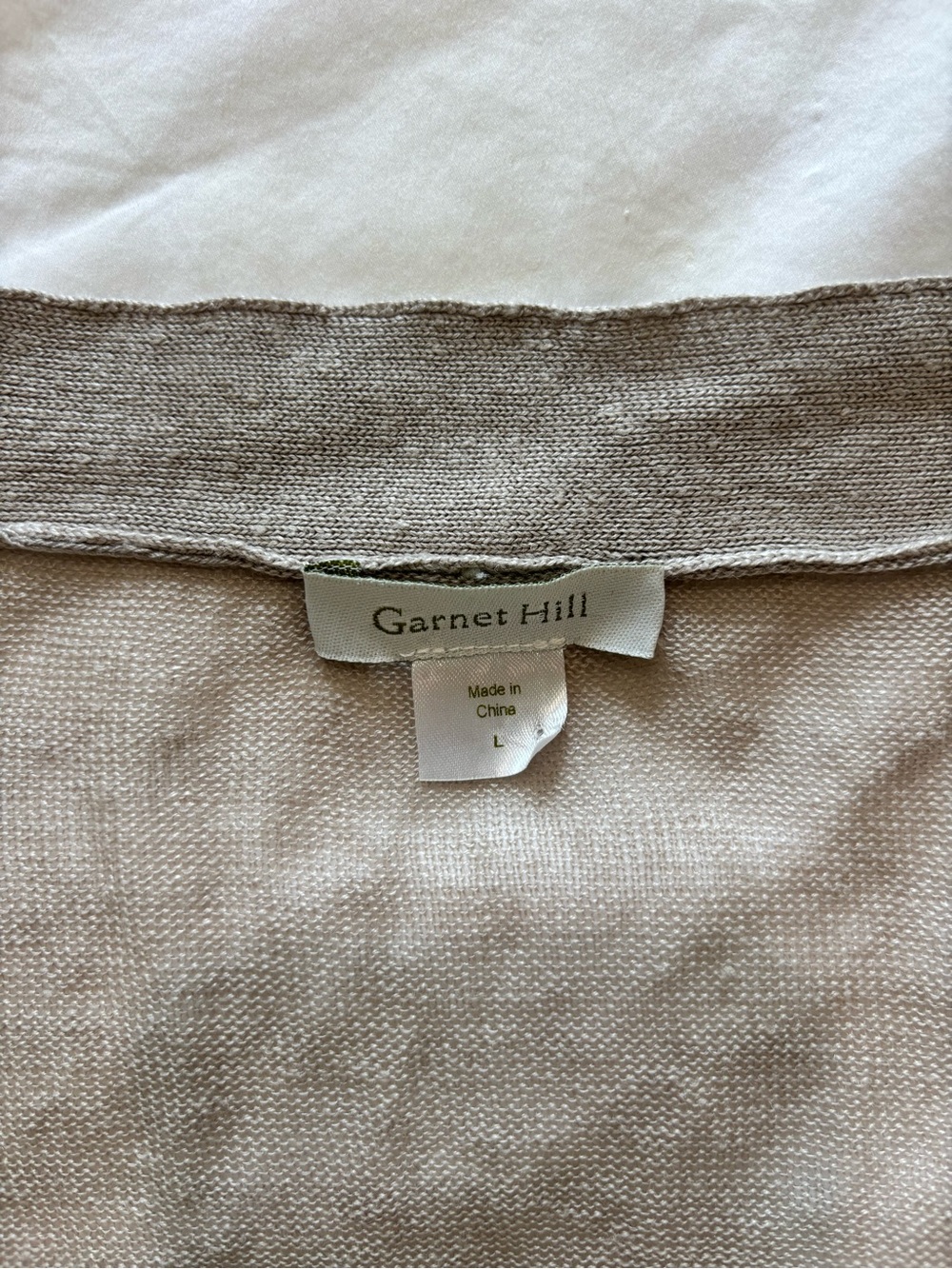 Garnet Hill Sz L 100% Linen Beige Button Down Cardigan Pockets Quite Luxury - Picture 6 of 9